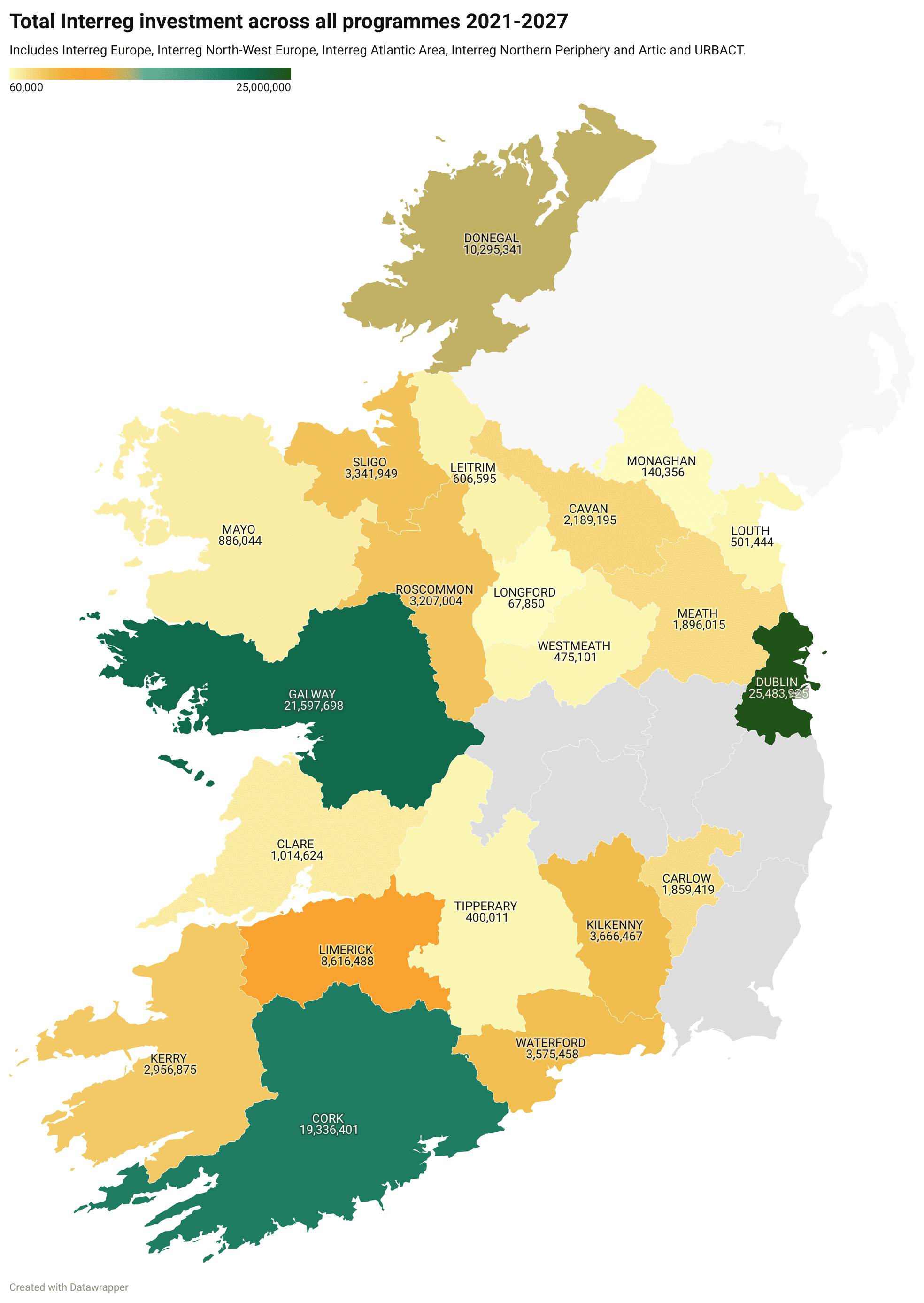 total interreg investment across all programmes 2021 2027